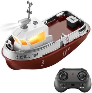 GoolRC RC Boat RC Tugboat for Kids, Remote Control Boat for Pools and Lakes, 2.4GHz Electric Tugboat Model with Lights, Rechargeable Battery for Boys and Girls