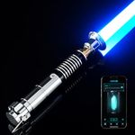 DAMIENSABER Upgrade RGB3.0 Smooth Swing Motion Control Dueling Light Saber, 16 Sound Fonts Luke Light Saber with 16 RGB Solid and Infinite Color Changing, Rechargeable Metal Hilt for Adults