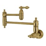 Kingston Brass KS3107AL Wall Mount Pot Filler Kitchen Faucet, Brushed Brass 20 x 2.63 x 8