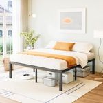 FSCHOS King-Size Bed-Frame / 18 Inch Metal Platform Bed Frame King / Reinforced Steel Slats Support / Heavy Duty Mattress Foundation / No Box Spring Needed / Easy Assembly / Noise Free / Black