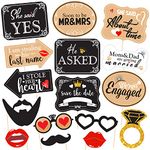 ZYOZIQUE 16 Pieces Engagement Announcement Photo Prop Kit Engagement Announcement Party Decorations Engagement Announcement Photo Signs Cardboard for Engagement Wedding Party