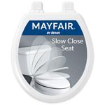 Mayfair 843SLOW 000 Lannon Slow-Close Toilet Seat, Removable Enameled Wood Toilet Seat That Will Never Loosen, White, 1 Pack Round