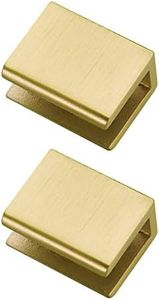 Orhemus 2pcs Adjustable 304 Stainless Steel Glass Clamp Clip Shelf Brackets Holder Support 0.23"-0.35", Brushed Gold Finished Heavy Duty