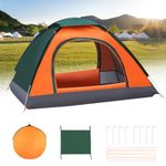 Lishetimig Camping Tent,Automatic 2-3 Man Person Instant Tent,Pop Up Tent, Lightweight, Waterproof, Easy Set Up for Outdoor Camping, Hiking, Mountaineering, Beach, Include Carry Bag (Orange&Green)