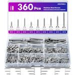 ANVINKU Stainless Steel Screws, 360 PCS Self Tapping Screws, M3/M4/M5 Countersunk Wood Screws Assortment, 304 Stainless Steel Self Tapping Screws, Assorted Wood Screws For Woodwork Indoor Outdoor