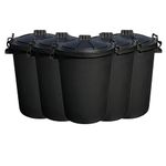 JMS we create smile 50 Litre 50L Large Heavy Duty Plastic Bin Dustbin Storage Unit with Locking Lid for Home Garden Rubbish Waste Animal Feed (5, Black Bin)