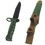 Toonol Upgraded Tactical Combat Training Rubber Dummy Knife Bayonet with Scabbard/Sheath for M4/M9/M16 Airsoft Pistol Color Green