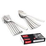 Parage Stainless Steel Spoon Set & Fork Set 12 Pieces for Tea, Coffee, Sugar, Condiments & Spices - Set of 12 Contains Spoons Set of 6 Spoon and Fork Set of 6, Mirror Polished