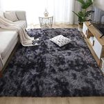 Leesentec Area Rugs Soft Living Room Carpets Anti Slip Fluffy Bedroom Rug Shaggy Floor Mats Large for Hallway Bedroom (Black/white, 200 * 300)