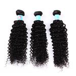 Forawme Women's Curly Wave Wavy Virgin Peruvian Human Hair Weave 400g/Lot Mixed lengths 18 20 22 24 Inch #1B Black