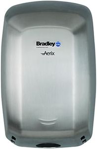 Bradley Aerix Sensor-Activated Warm Air Hand Dryer for Commercial Restroom, Surface-Mounted, Adjustable Speed Motor, Universal Voltage, Stainless Steel, Satin Finish, 2901-2874
