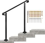 VEVOR Wrought Iron Handrail, Fit 2 or 3 Steps Outdoor Stair Railing, Adjustable Front Porch Hand Rail, Black Transitional Hand railings for Concrete Steps or Wooden Stairs with Installation Kit