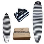 Ho Stevie! Surfboard Sock Cover - Light Protective Bag for Your Surf Board [Choose Size and Color] (Black and White, 10'6")