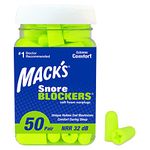 Mack’s Snore Blockers Soft Foam Earplugs, 50 Pair – 32 dB High NRR, 37 dB SNR – Comfortable Ear Plugs for Sleeping, Snoring, Loud Noise and Travel