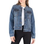 NOROZE Women's Western Style Jacket Collarless Denim Jacket, Light Blue Washed Jeans Women Classic Women's Trucker Jackets Biker Casual (12, Denim Blue)