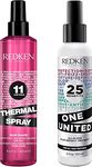 Redken | Heat Protection Treatment Duo | Thermal Spray 250ml and & One United Multi-Benefit Treatment Spray 150ml, Double the Protection