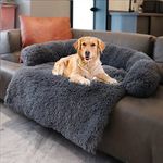 Dekeyoo Pet Couch Protector for Dog with High Back Dog Bed, Universal Pet Furniture Cover, Sofa Bed Cover, Plush Dog Bed and More for Dogs and Cats, Machine Washable Dark Grey Large