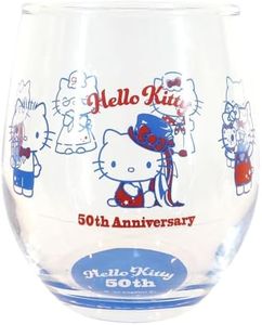 Sanrio 500124 Hello Kitty Glass Tumbler Approx. Diameter 3.1 x Height 3.5 inches (8 cm) x Height 3.5 inches (9 cm), Kitty is Always near You, Tableware, Goods, Miscellaneous Goods, Blue, Made in Japan