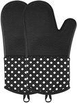 Silicone Oven Mitts, Extra Long Kitchen Oven Gloves, Ovawa Professional Heat Resistant Baking Gloves, 1 Pair, Black