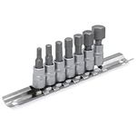 DAKCOS Hex Bit Socket Set 1/4" Drive 7 Pieces Metric 4mm - 12mm Allen Socket Kit Premium Chrome Vanadium Steel