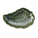 Mikasa Jardin Stoneware Leaf Serving Dish, Unique Green Serveware for Entertaining, 31.5cm - Dishwasher Safe