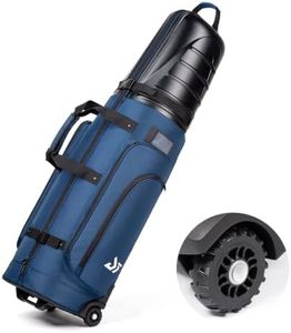 Golf Travel Bag for Airlines, ABS Hard Shell Top, 1680D Oxford Cloth, 4 Side Pockets, Two 4 Inch Wheels, Lockable Zippers, Foldable Club Travel Case