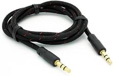 Black Braided Aux Cable Car Stereo Wire Audio Speaker Cord 3.5mm Jack Adapter Auxiliary 3ft for iPod Nano 5th, 7th Gen - iPod Touch 1st, 2nd, 3rd, 4th, 5th Generations - Huawei Mate 10, SE, P10, P9