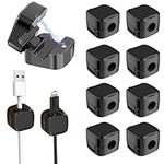 8 Pcs Cord Organizer Holder, Magnetic Cable Clips Cable Management, Adhesive Desk Wire Holders Cables Keeper for Charging Cable Home Office Car Wall (Black)