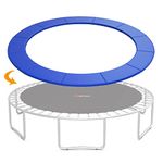 Goplus Trampoline Replacement Pad, 16FT 15FT 14FT 12FT 10FT 8FT Trampoline Spring Cover, No Holes for Poles, Water-Resistant Universal Round Trampoline Accessories Safety Pad (Blue, 8 FT)