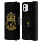 Head Case Designs Officially Licensed Liverpool Football Club Black 3 Crest 1 Leather Book Wallet Case Cover Compatible With Apple iPhone 11