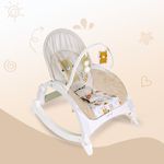 INFANTSO Baby Rocker & Bouncer for 0 to 2 Years (Beige), Chair for Newborn with Neck Pillow, Calming Vibrations, Music & Toys, 3 Position Adjustable Backrest Swing with Feeding Tray