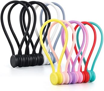 Magnetic Cable Ties, FGSAEOR Reusable Silicone Twist Cords Organizers for Bundling and Organizing, Holding Stuff, Book Markers, Fridge Magnets, Cable Manager Keeper Wrap Straps Clips (B-12 Pack) …