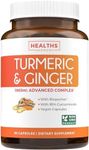 Turmeric and Ginger Supplement (Non-GMO) 1980mg Serving - Turmeric Curcumin with Black Pepper Bioperine, Ginger Extract, and 95% Curcuminoids Powder - Tumeric Joint Support Supplement - 90 Capsules