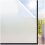 rabbitgoo Window Films for Privacy Frosted Window Film with Grid Lines Non-Adhesives Static Cling Window Decals for Home Bathroom 44.5 x 200cm, Pure Frosted