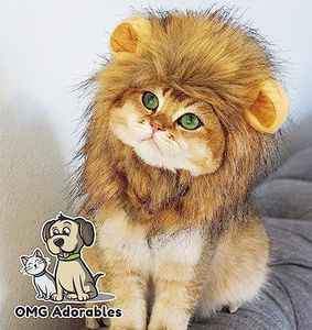 OMG Adorables - Lion Mane Wig for Dog and Cat Costume Pet Adjustable Washable Comfortable Fancy Lion Hair Dog Clothes Dress for Halloween Christmas Easter Festival Party Activity