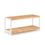 woodluv 2-Tier Shoe Rack, Shoe Storage Organiser, Wooden Storage Rack, Shoe Shelf for Hallway, Living Room, Plants Books, Bedroom,Bathroom, 69 x 26 x 31cm