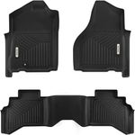 OEDRO Floor Mats Fit for 2002-2008 Dodge Ram 1500 Quad Cab, 2003-2009 Dodge Ram 2500/3500 Quad Cab, All Weather Floor Liners Unique Black TPE Front & 2nd Seat