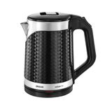 INALSA Double Wall Kettle Prism BK|1.8 Ltr| 1500W |Diamond Cut Design |Stainless Steel Inner Body |Cool touch outer body |Wider mouth| Boil Dry Protection & Auto-Shut Off