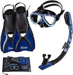 Seavenger Hanalei Anti-Fog 4-Piece Snorkeling Set (Kids-Dark Floral, X-Small)