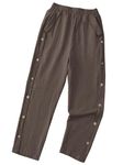 TOPLOT Women Casual Slanted Pocket Elastic Waist Tapered Pants (Button-Pant-5192-Dark Beige-36)