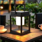 Hanging Solar Table Lanterns Outdoor - Portable Rechargeable Solar Table Light with Type-C Port, Touch Control, Waterproof LED Cordless Outdoor Table Lamp for Patio Camping Party Porch Decor