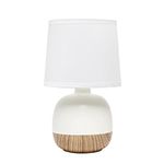 Simple Designs Petite Mid Century Table Lamp, Light Wood and White