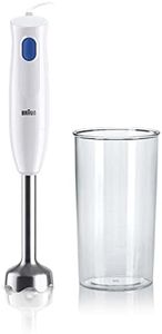 Braun MQ10.001M MultiQuick 1 Hand Blender - Extra Light Purée Stick with Stainless Steel Mixing Base and EasyTwist System, Includes 600 ml Mixing and Measuring Cup, 450 Watt, White