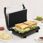 Borosil Prime Grill Sandwich Maker | Can Make 2 Sandwich At a Time | 700W Electric Toaster Maker | Non Toxic & Nonstick Coating Grill Plates Opens to 90° | Power Indicators | 2 Year Warranty | Silver