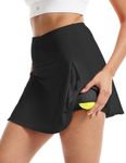 FitsT4 Sports 16" Tennis Golf Skorts Skirts for Women 4 Pockets UPF50+ High Waisted Athletic Casual Workout Running Skirt Black S