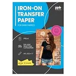 PPD Inkjet Premium T Shirt Transfer Paper - Iron On for Dark Fabric - 8.5 x 11 inch Paper Size - 20 Sheet Count - PPD-4-20