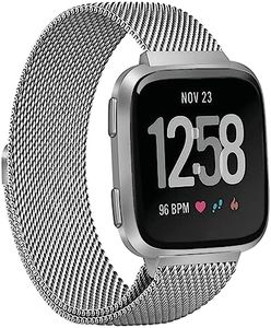 Metal Bands Compatible with Fitbit Versa/Versa 2/Versa Lite/Versa SE,Adjustable Magnetic Stainless Steel Mesh Loop Bracelet Wristbands for Fitbit Versa Smart Watch for Women Men