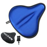 FUCNEN Exercise Bike Seat Cover Padded 27 x 25CM Spin Bike Gel Seat Cover For Women/Man Large Bicycle Gel Saddle Covers Wide Comfortable Bike Seat Cushion Gel Saddle Covers-Blue