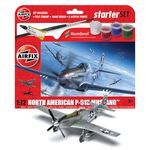 Airfix Starter Set - A55013 North American P-51D Mustang Model Building Kit - Plastic Model Plane Kits for Adults & Children 8+, Set Includes Sprues, Decals, Paints, Brush & Glue - 1:72 Scale Model