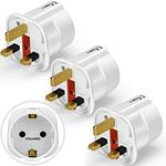 VGUARD European to UK Adapter, 3 Pack Plug Adaptor EU to UK Plug Adapter 2 Pin Plug Adaptor to 3 Pin for Travel from France, Italy, Spain, Germany to UK - White